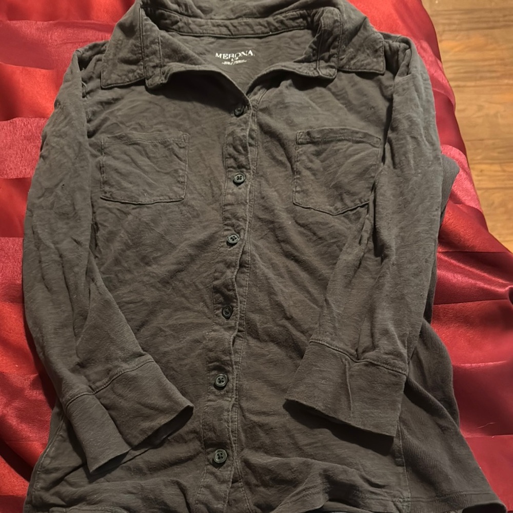 Merona Women's Button Down Shirt - Dark Green